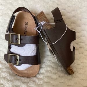 NWT Old Navy Faux Leather Double Buckle Sandals Brown Infant Size 12-18 months